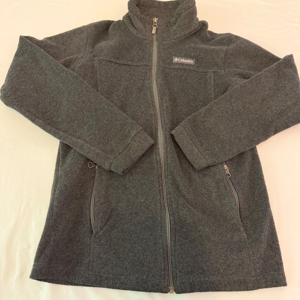 Columbia Kids Charcoal Gray Full Zip Fleece Jacket WB6760 Size L 14/16
